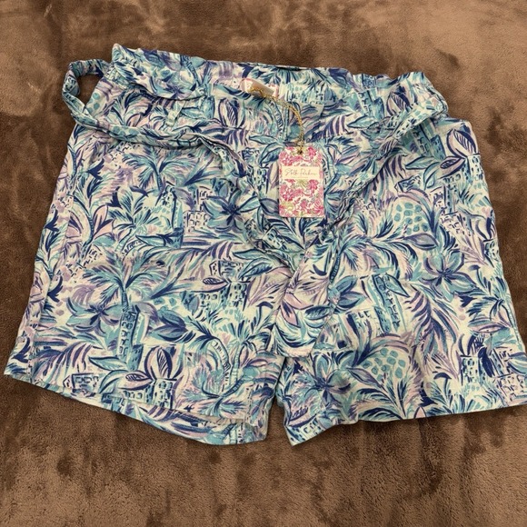 Stella Parker Pants - Stella Parker Linen Blend Shorts Womens Size M Tie Belt Floral Beach Pockets New